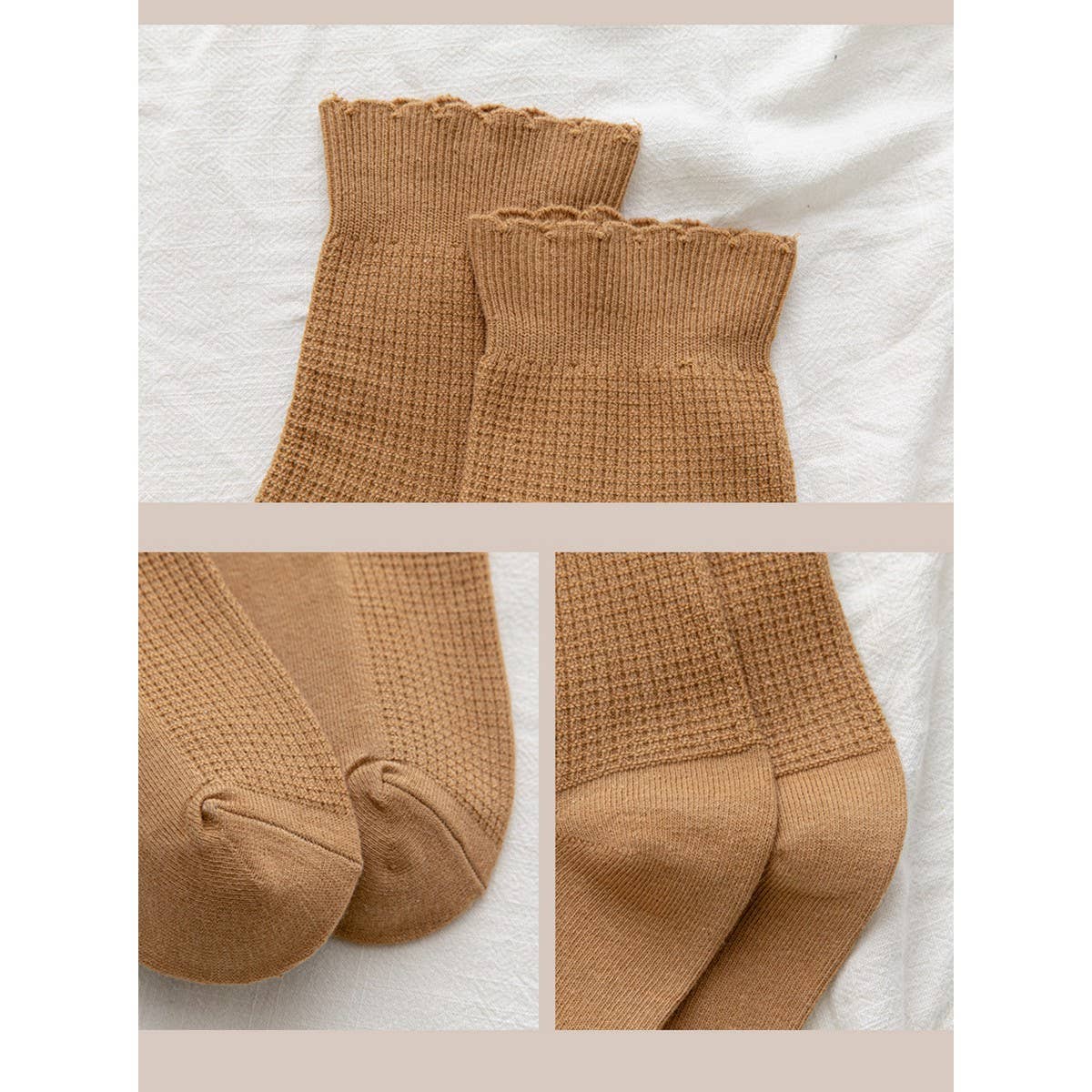 Waffle Knit Ruffle Socks