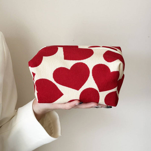 Corduroy Heart Cosmetic Pouch