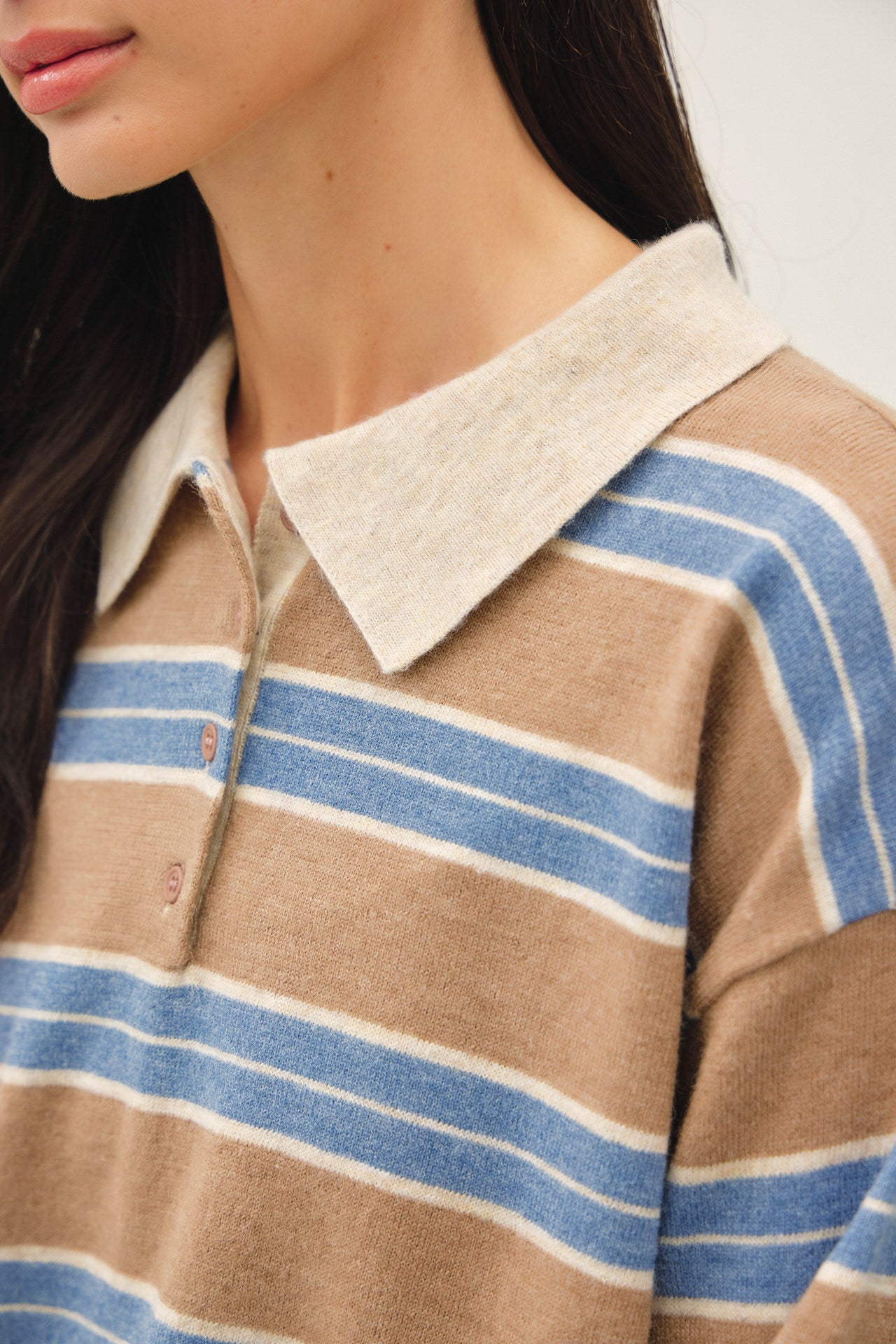 Ultra Soft Striped Polo Sweater