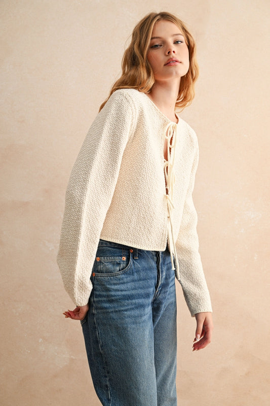 Tie Front Long Sleeve Cardigan
