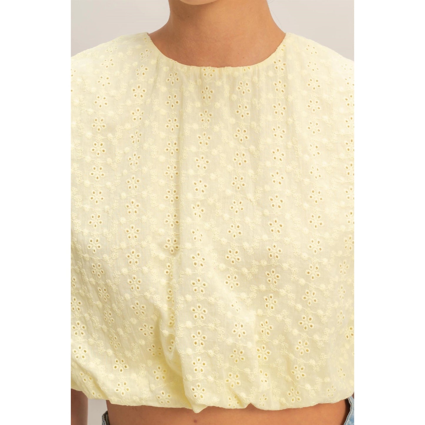 The Lemon Blossom Eyelet Bubble Tank