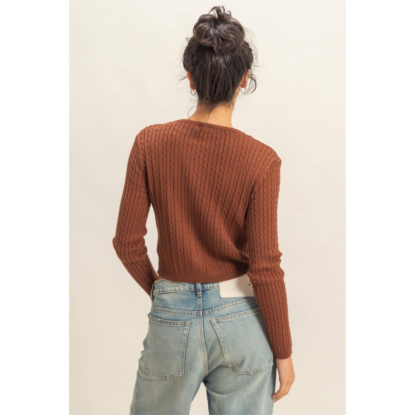 Cable Long Sleeve Buttoned Cardigan