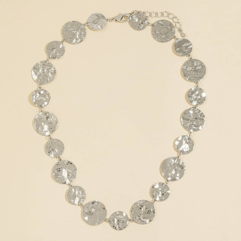 Hammered Coin Disc Station Necklace