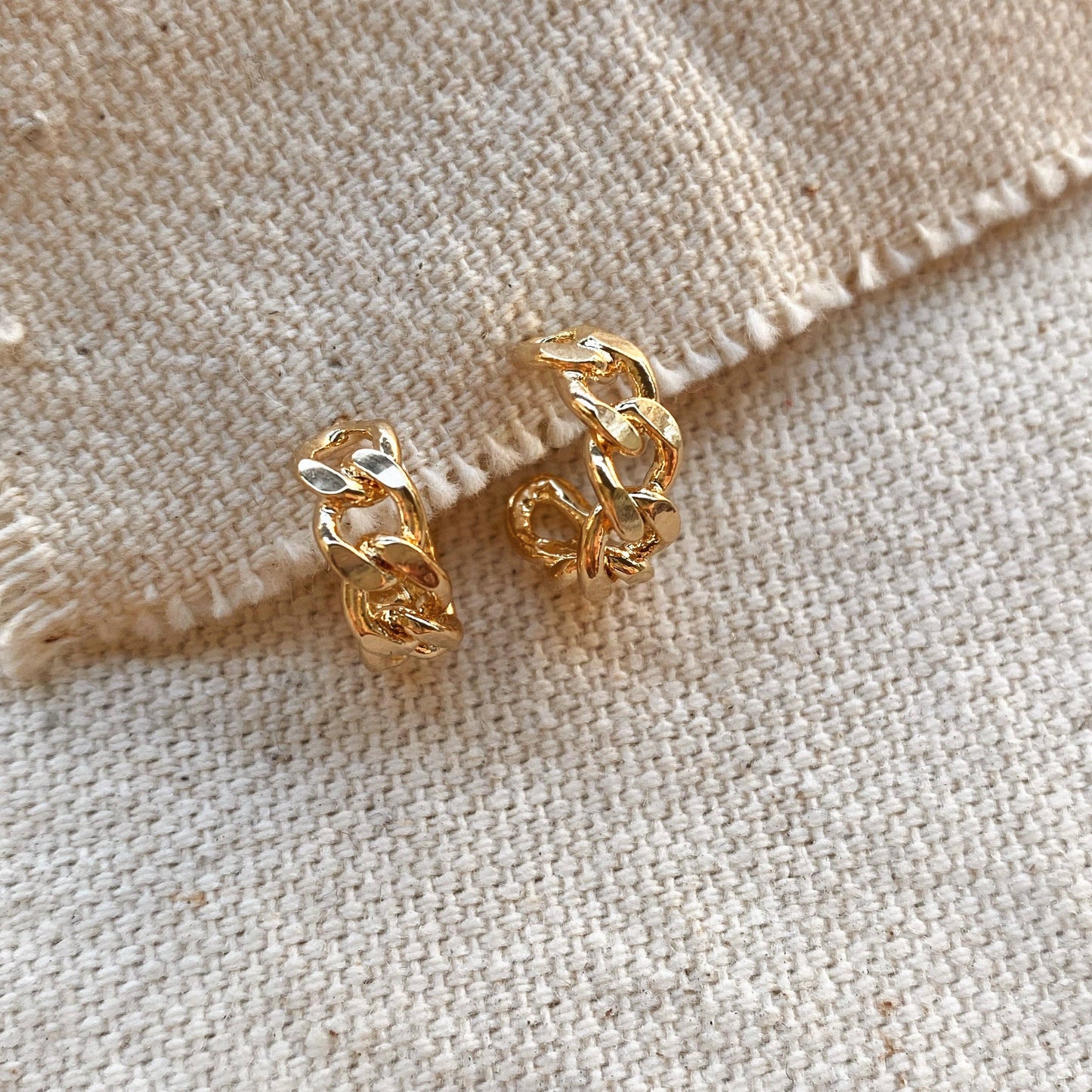 Gold Filled Petite Link Hoop Earrings