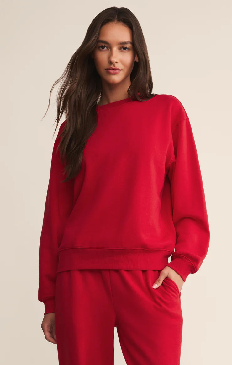 Z Supply Boyfriend Sweatshirt in Festive Red