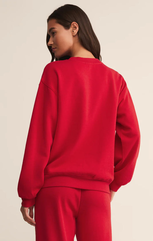 Z Supply Boyfriend Sweatshirt in Festive Red