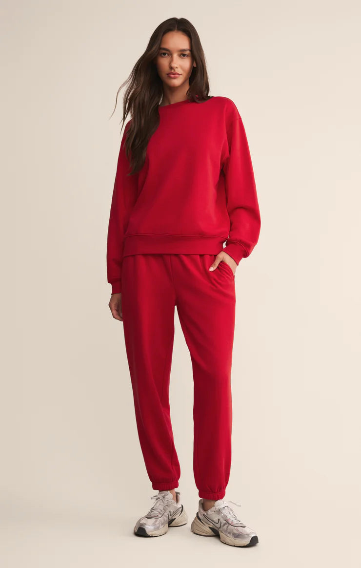Z Supply Boyfriend Sweatshirt in Festive Red