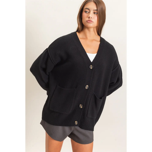 Oversized Knit Buttoned Cardigan