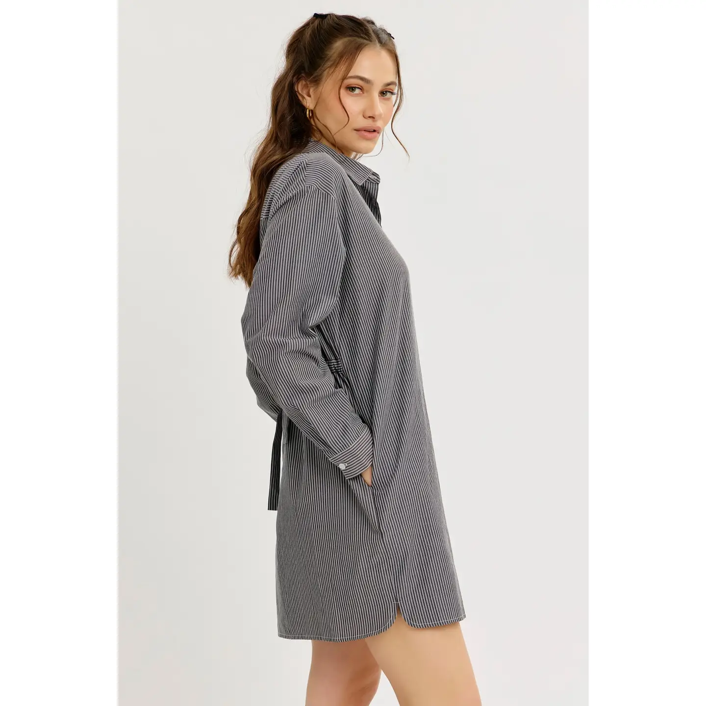 Oversized Stripe Shirt Dress