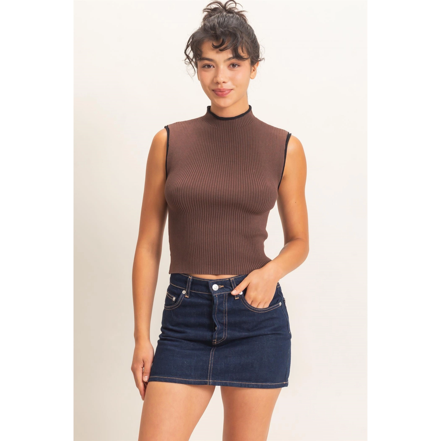 Espresso Mock Neck