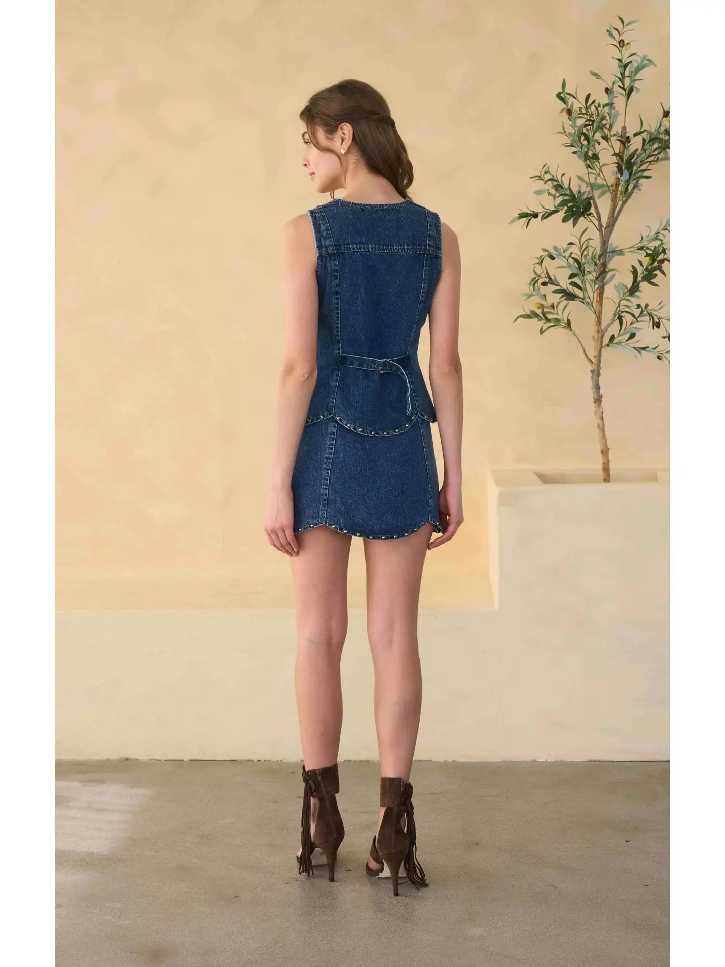 Scalloped Denim Mini Skirt