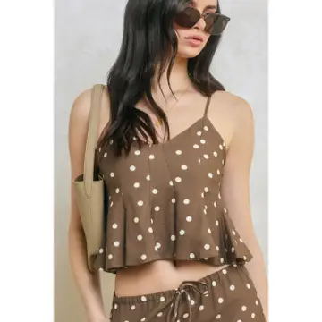Mocha Polka Dot Top