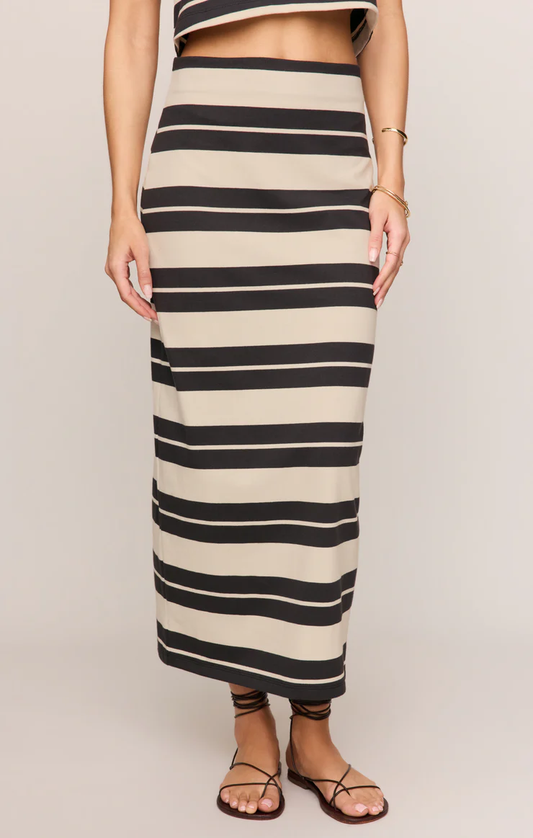 Z Supply Gail Striped Jersey Midi Skirt
