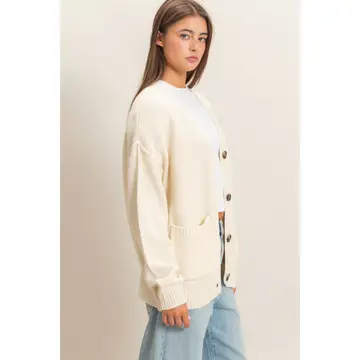Oversized Knit Buttoned Cardigan