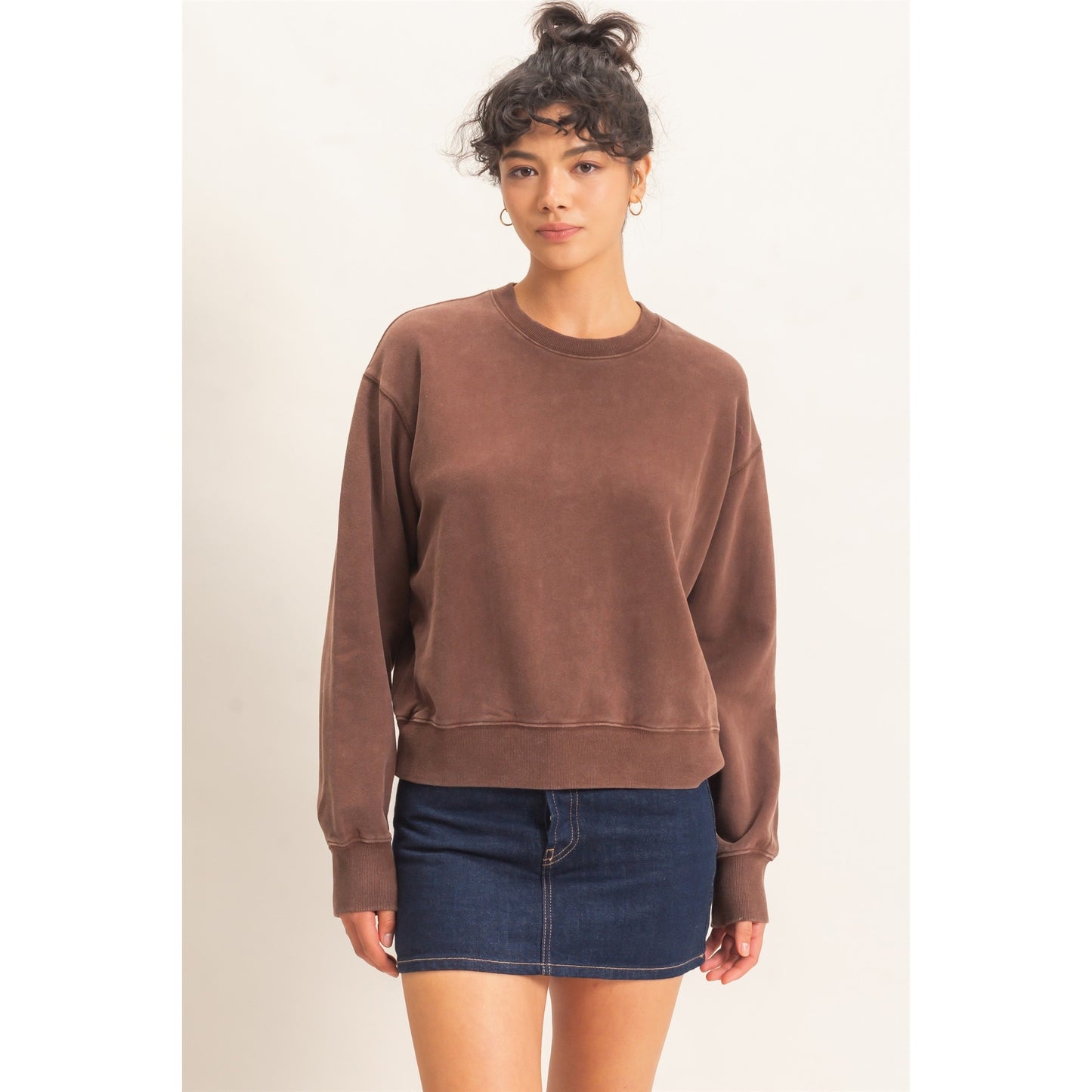 Acid Wash Crew Neck