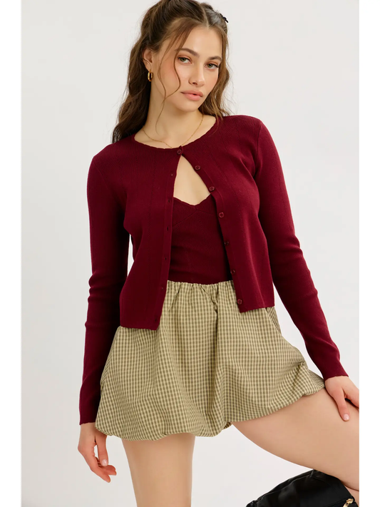 Pointelle Fitted Cardigan