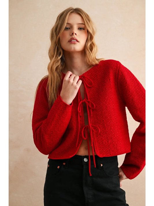 Tie Front Long Sleeve Cardigan