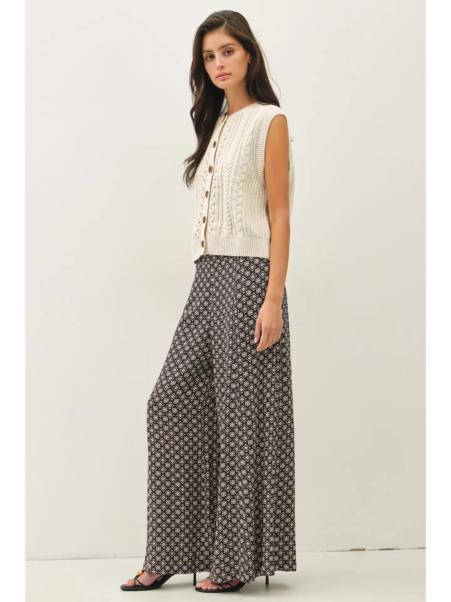 Cable Knit Button Up Vest