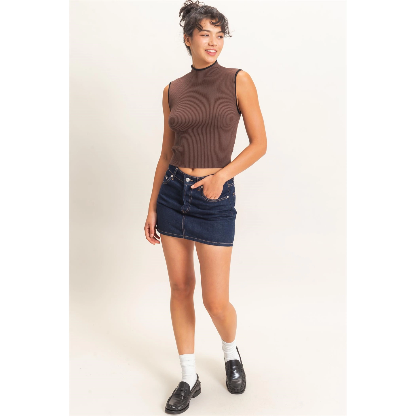 Espresso Mock Neck