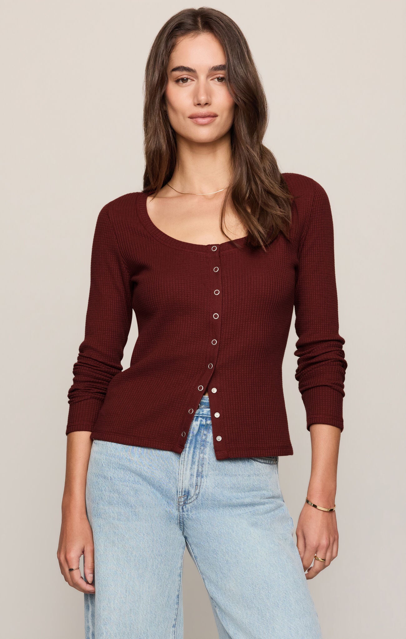 Z Supply Albany Waffle Button Up Top