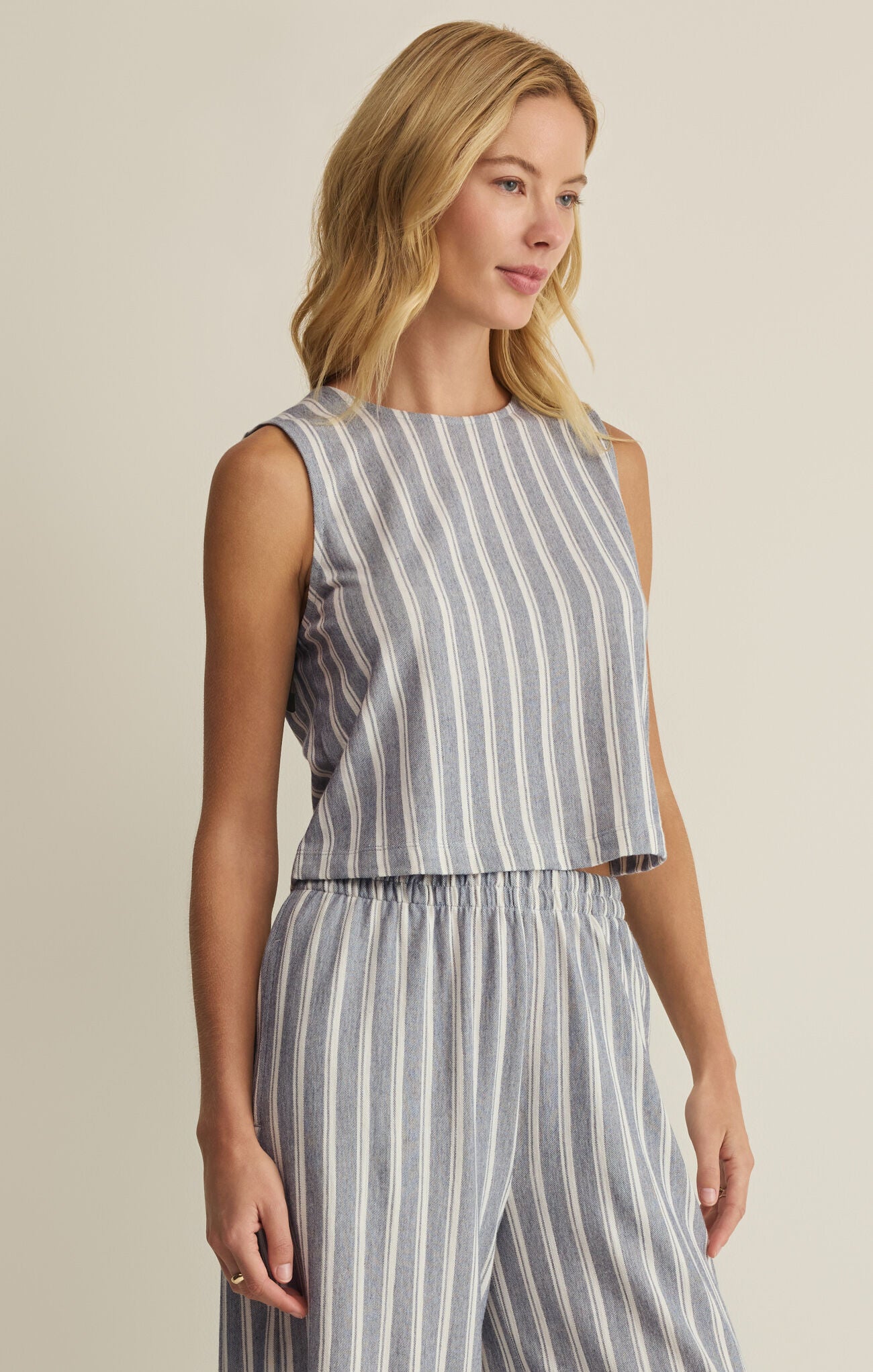 Sloane Knit Striped Top in Stone