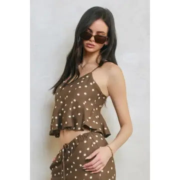Mocha Polka Dot Top