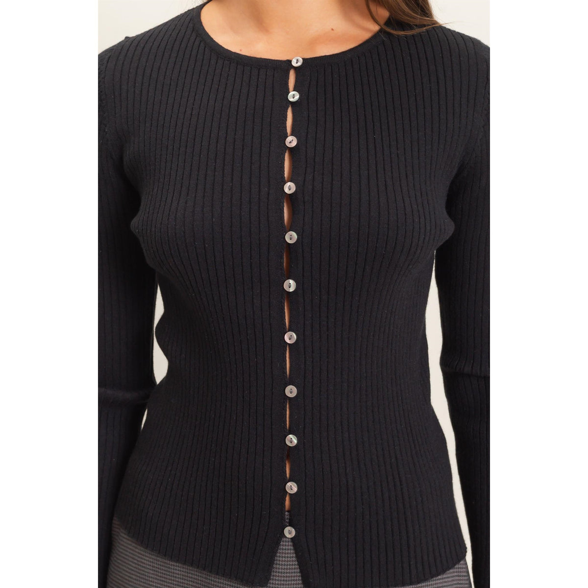 Ribbed Button Front Cardigan