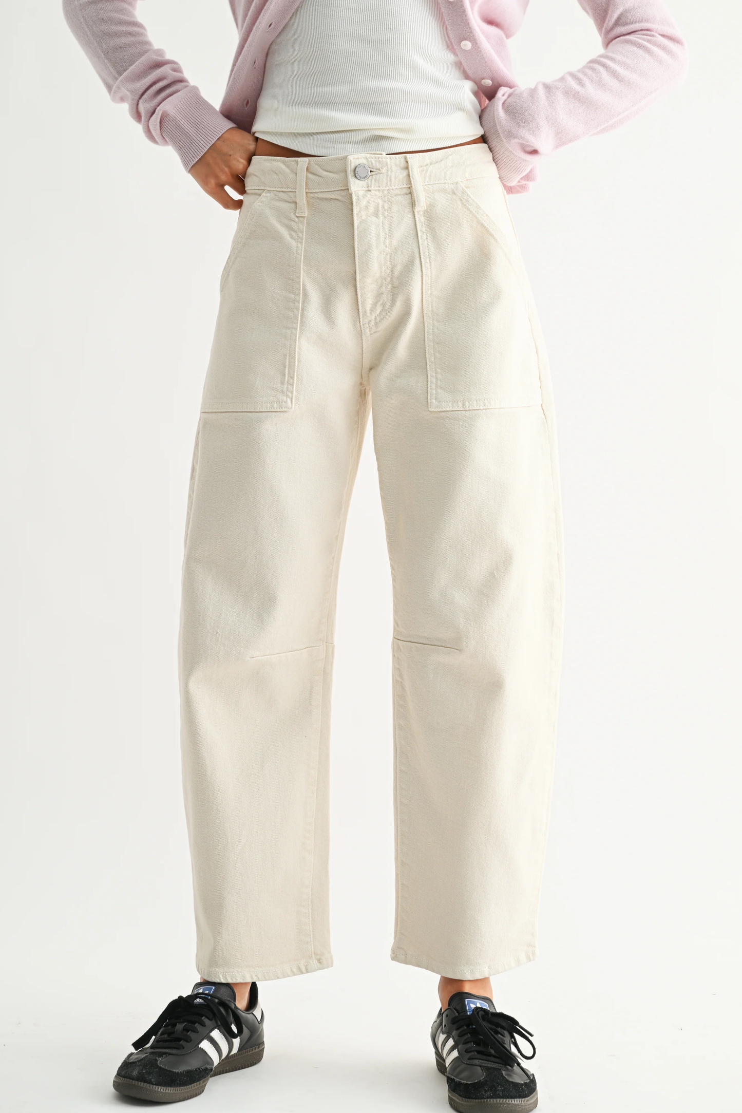 Just Black Denim Utility Seamed Barrel in Light Denim
