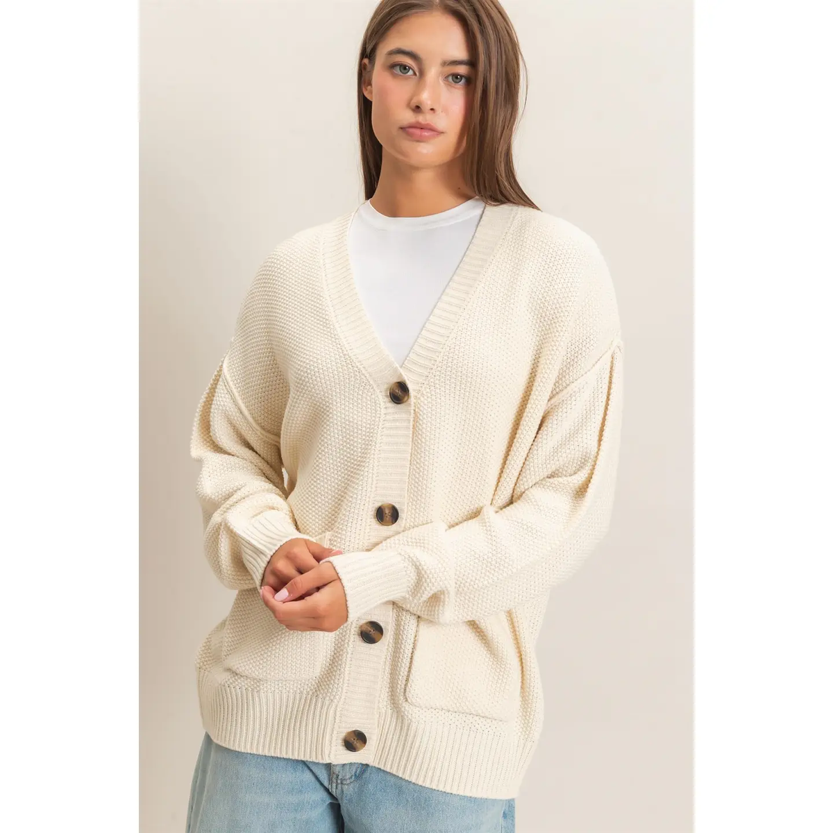 Oversized Knit Buttoned Cardigan