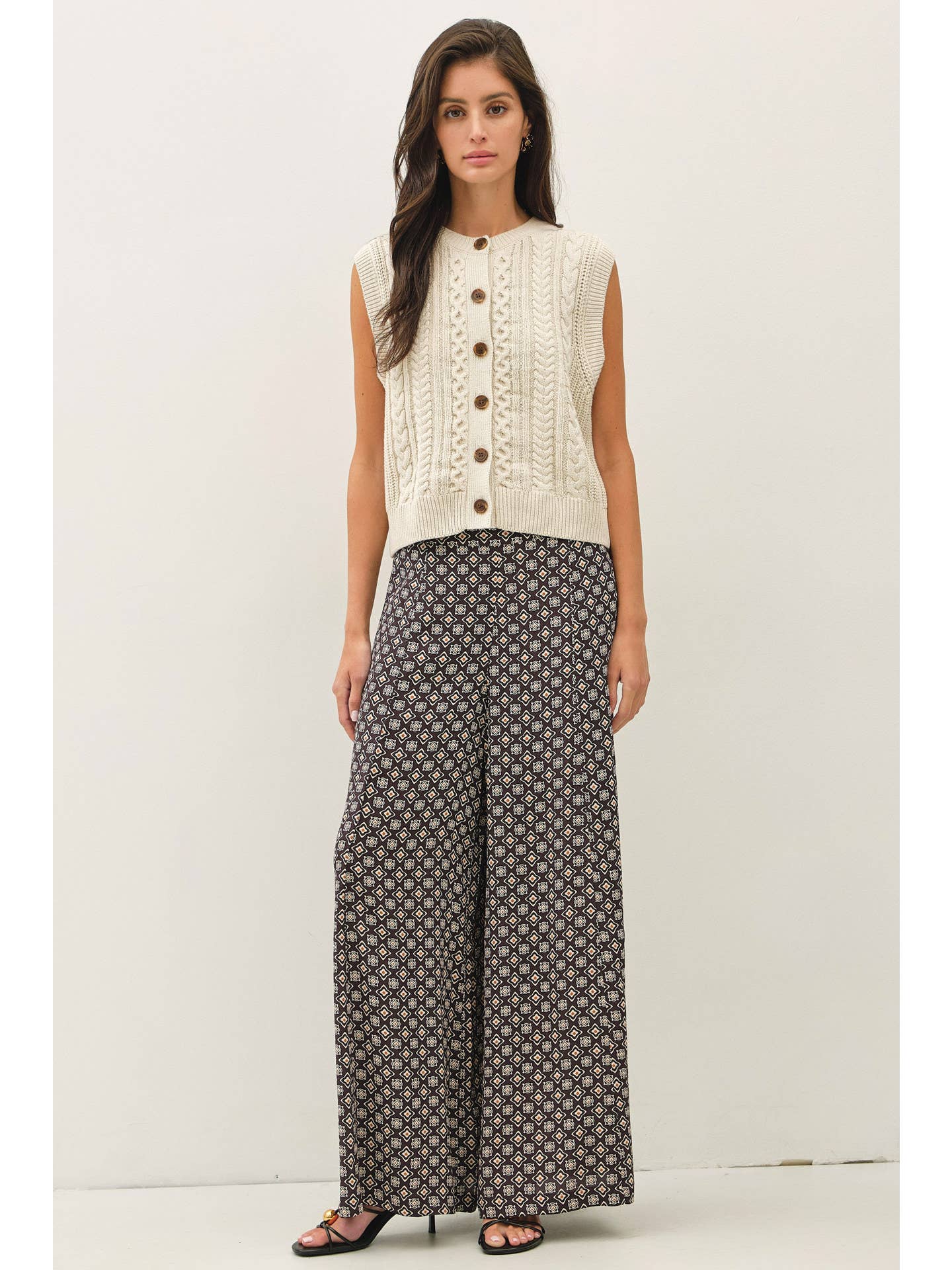 Cable Knit Button Up Vest