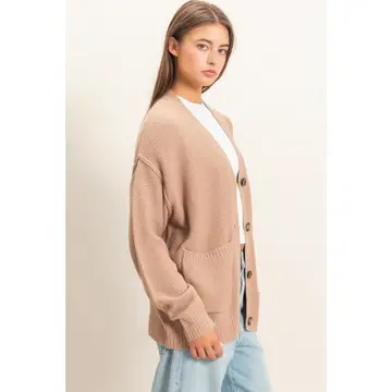 Oversized Knit Buttoned Cardigan