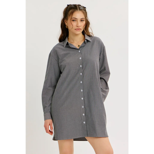 Oversized Stripe Shirt Dress