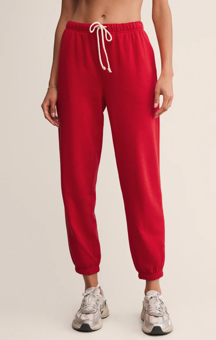 Z Supply Classic Boyfriend Jogger in Festive Red