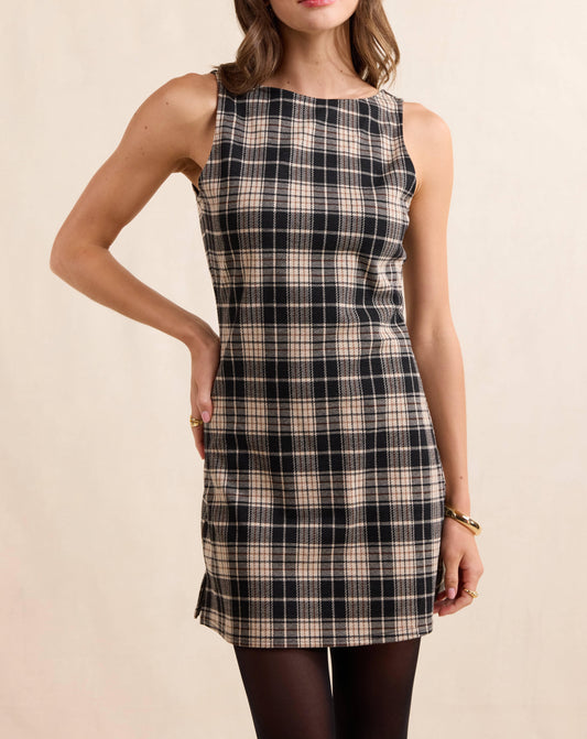 Served Up Stretch Plaid Mini Dress