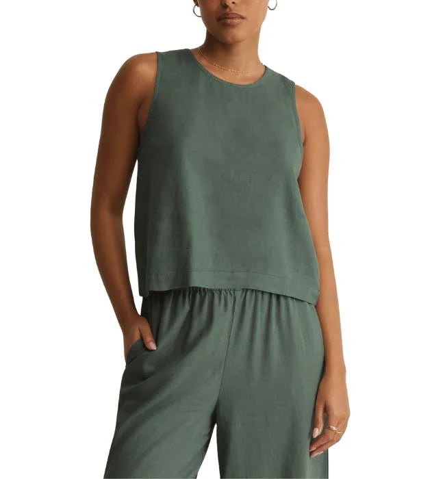 Z Supply Sloane Linen Top in Everglade