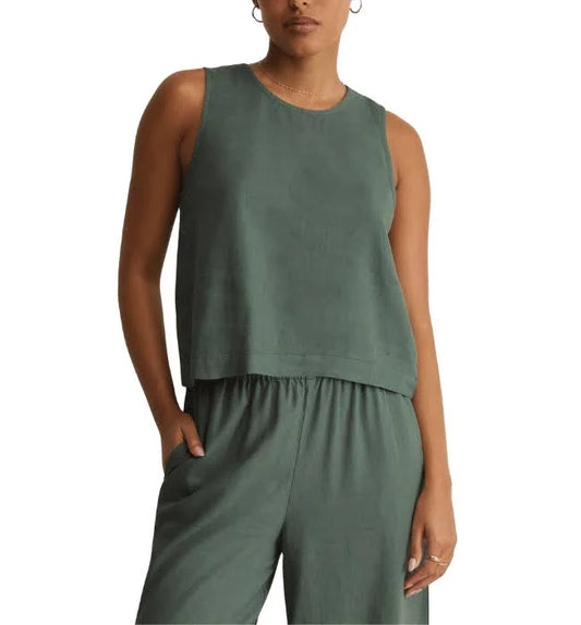Z Supply Sloane Linen Top in Everglade