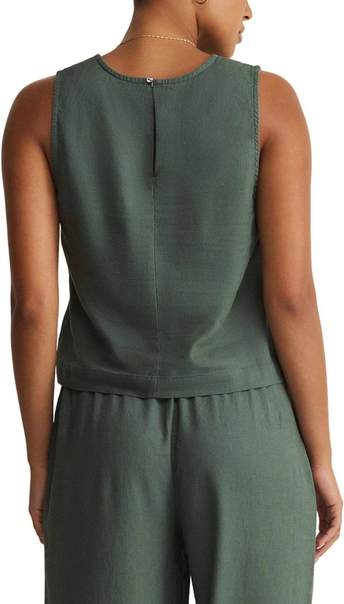 Z Supply Sloane Linen Top in Everglade