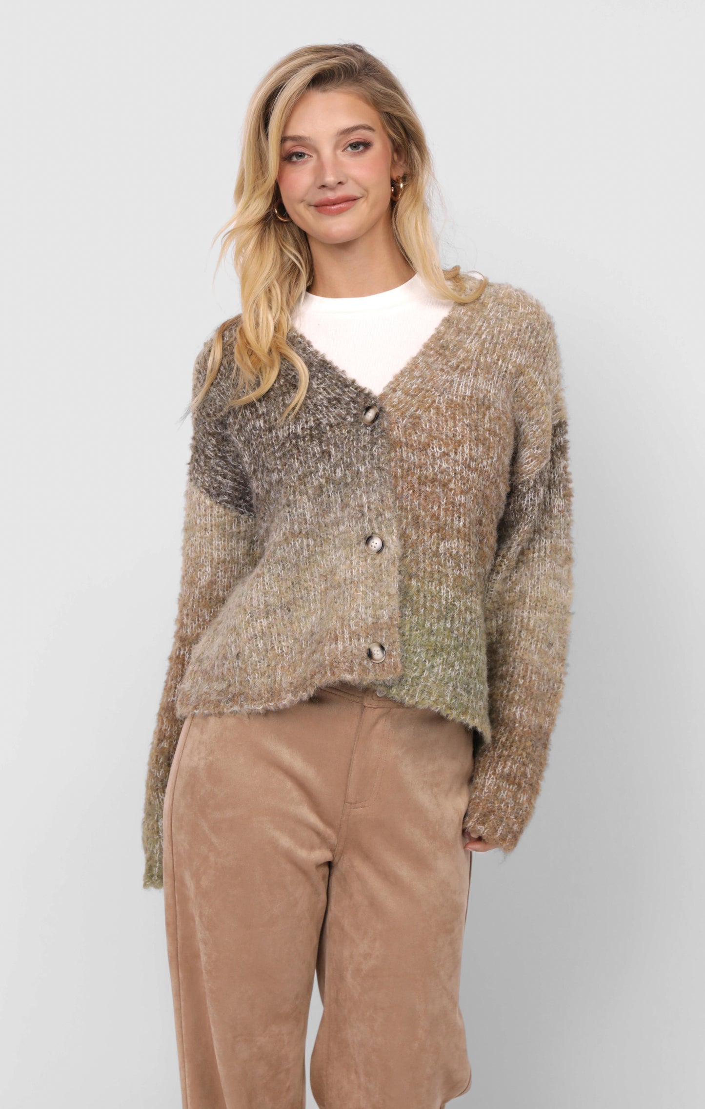 Smiley Fuzzy Knit Cardigan