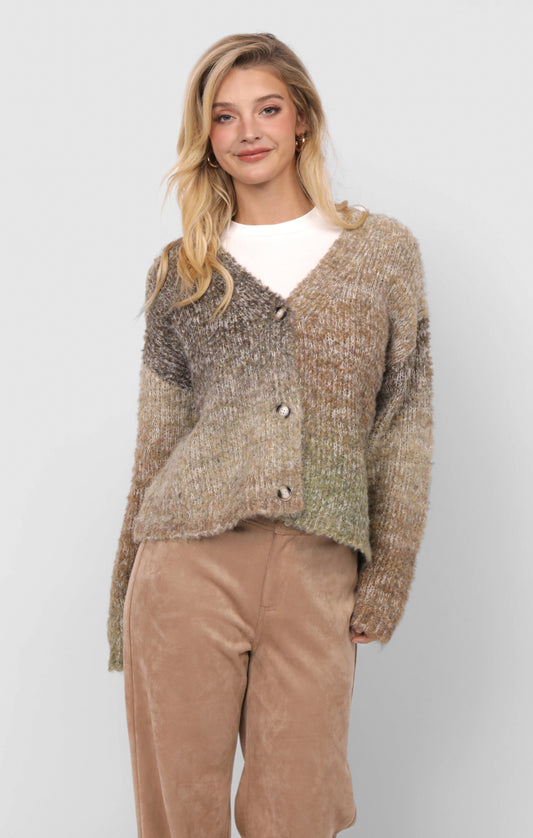 Smiley Fuzzy Knit Cardigan
