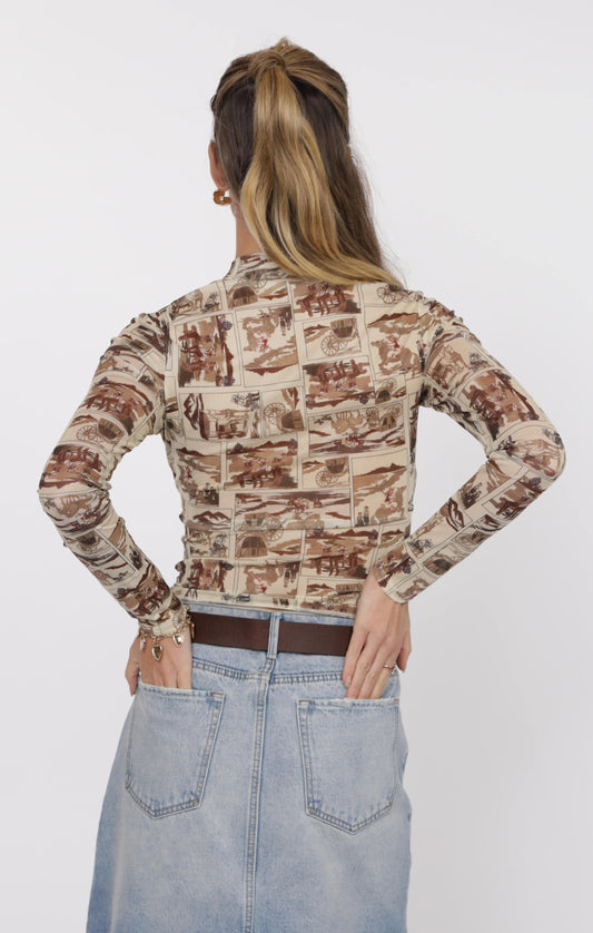 Giddy Up Long Sleeve Mesh Top