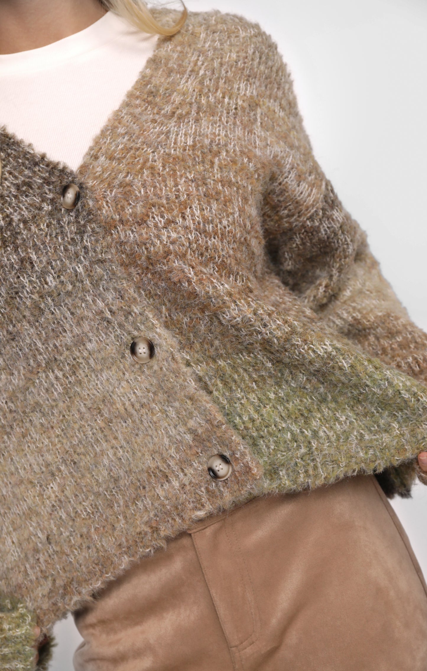 Smiley Fuzzy Knit Cardigan