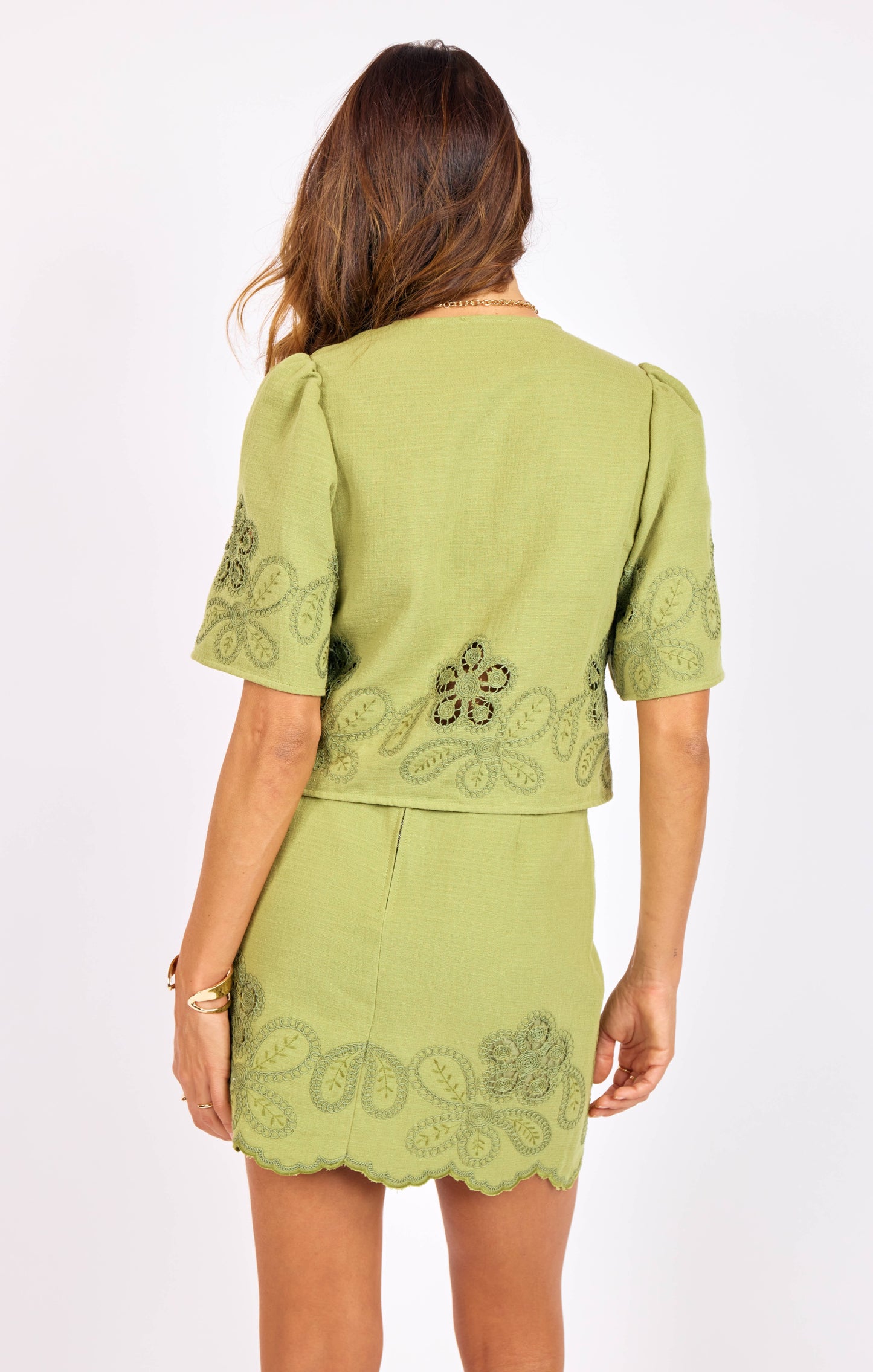 Floweret Embroidered Tie Top