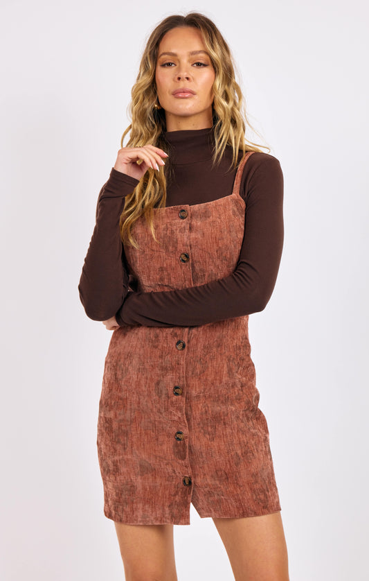 Velvet Button Front Mini Dress