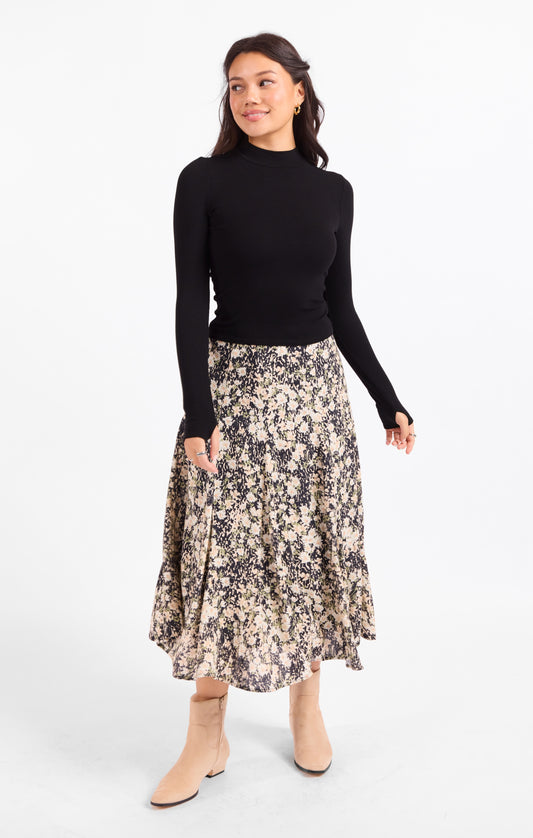 Painted Fields Midi Skirt