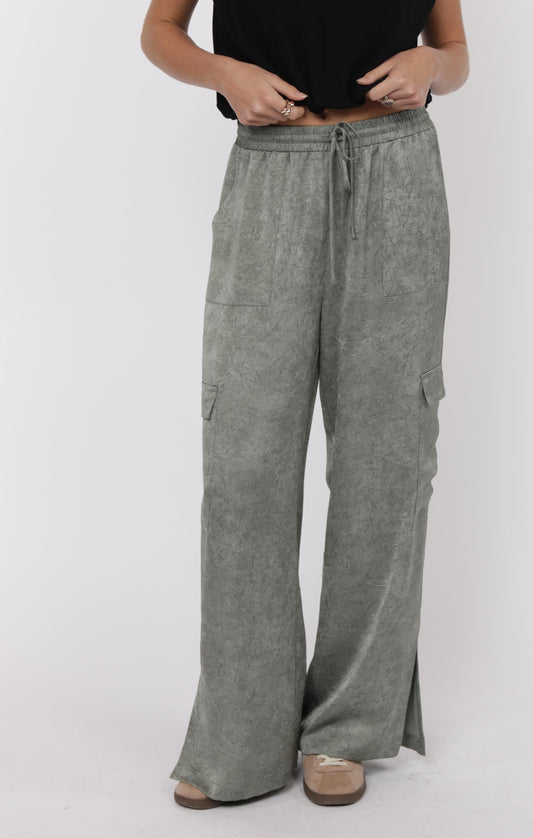 Forever Yours Crinkled Satin Cargo Pants