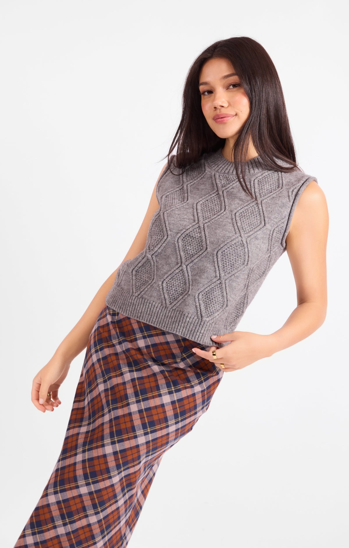 Campus Girl Geometric Sweater Vest