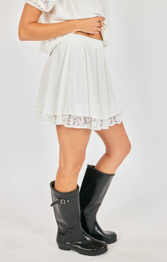 Misty Lace Layered Mini Skirt