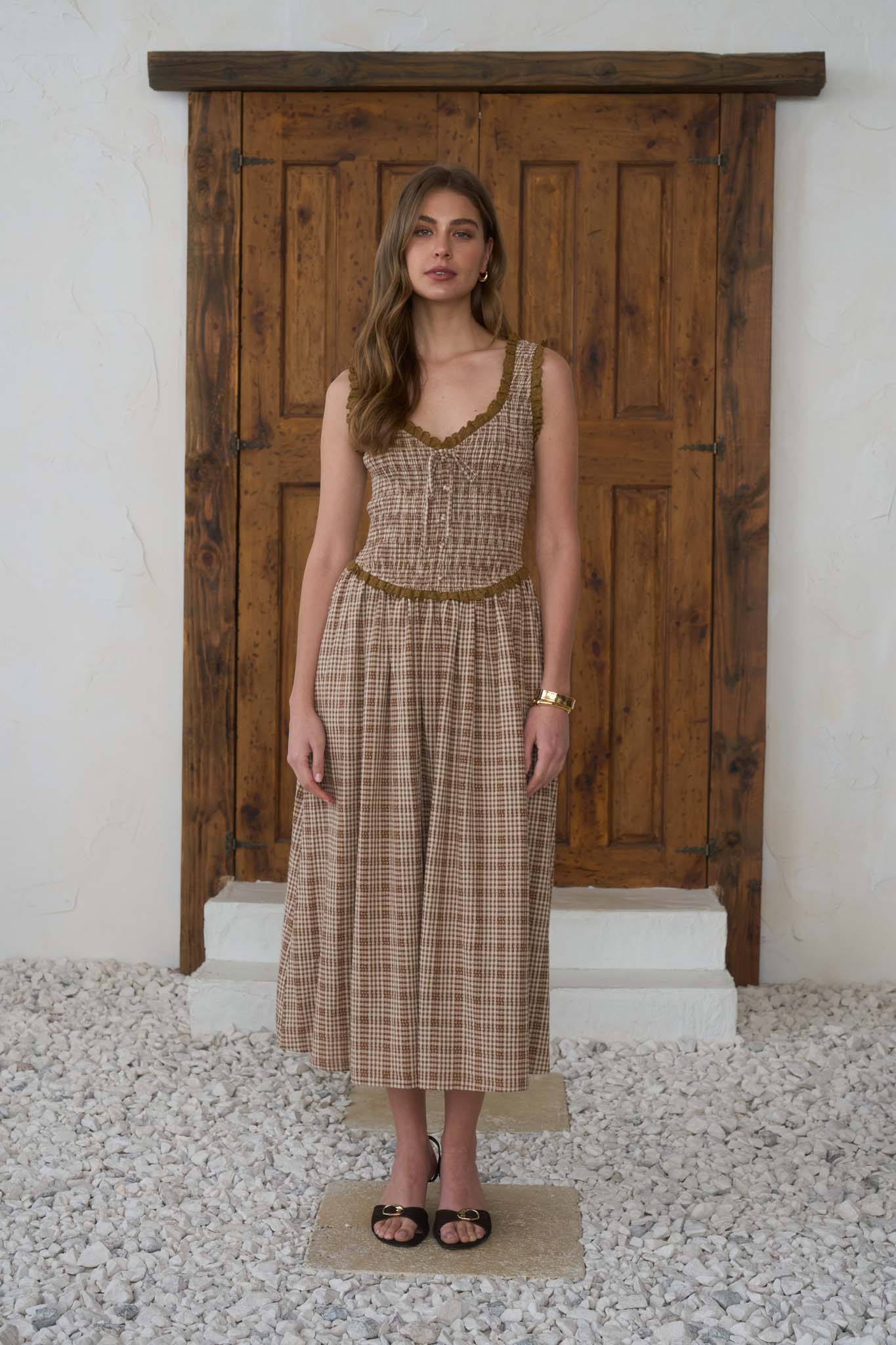 Sienna Plaid Midi Dress