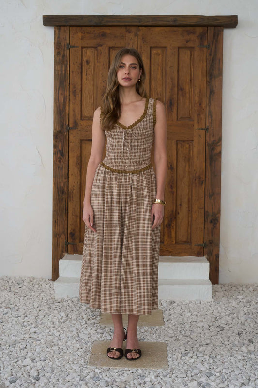 Sienna Plaid Midi Dress