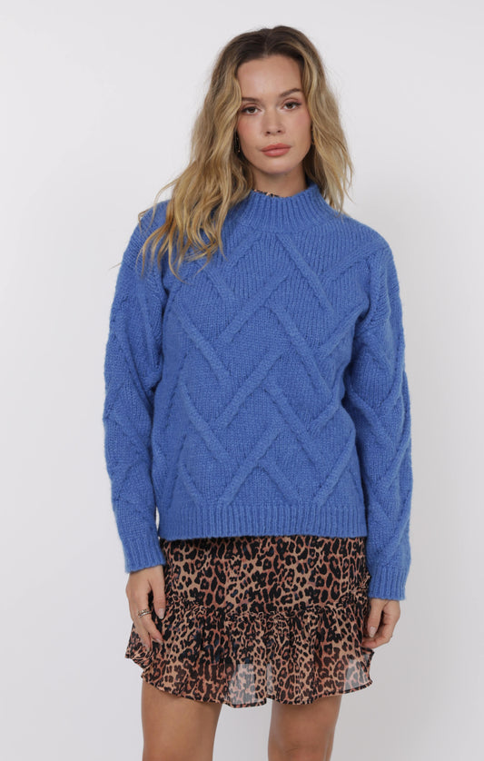 On Stage Mock Neck New Cable Sweater